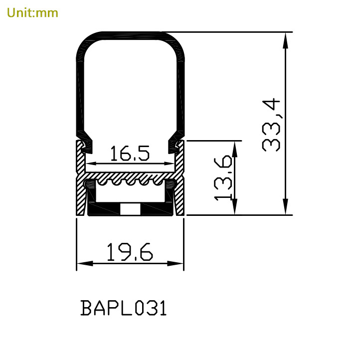 HL-BAPL031 Height 15mm Ceiling Recessed Extruded Aluminum Channel Profile Good heatsink For Width 19.6mm LED ribbon lights